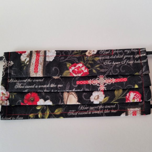 Hand Crafted "Amazing Grace" Face Mask Adult/Teen with Nose Wire - Picture 1 of 6